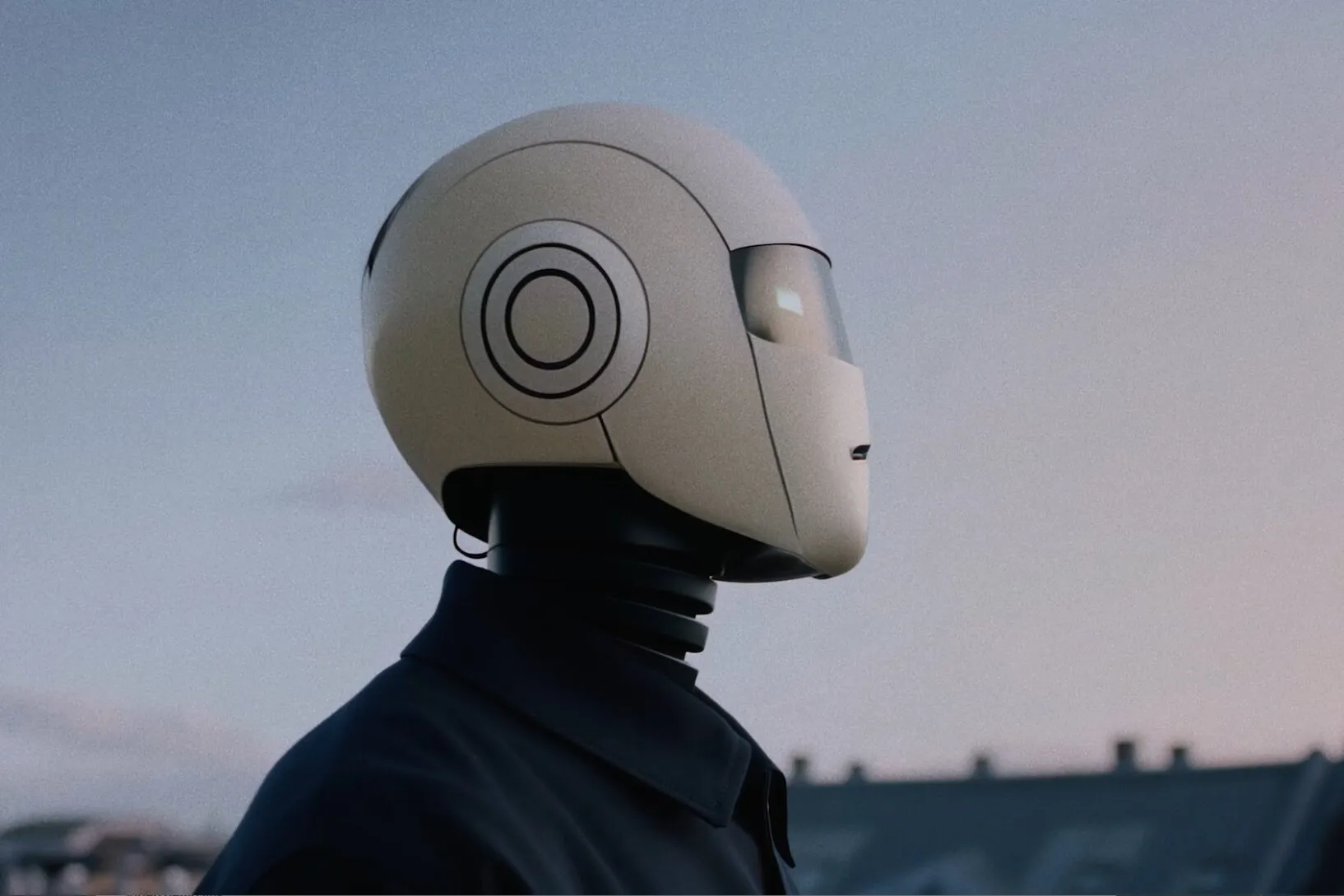 Robot profile against the sky
